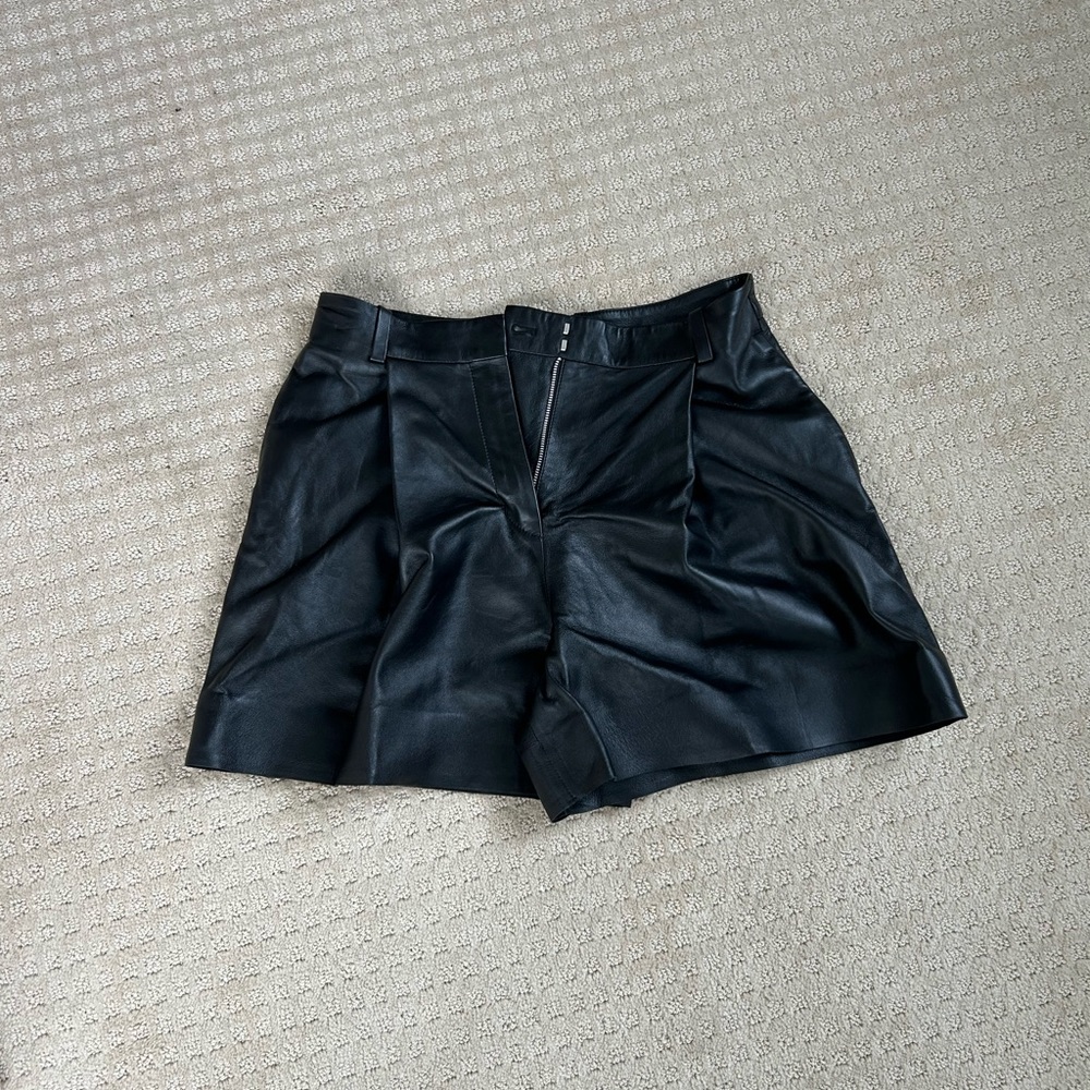 COS Pleated Leather Shorts